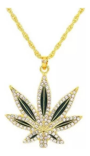 Cadena Collar Dije Marihuana Con Cristales 