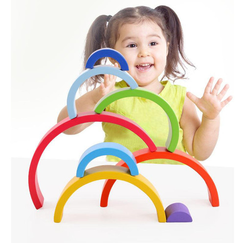 8 Piezas Arco Iris Construcción Apilamiento Bloques Diy