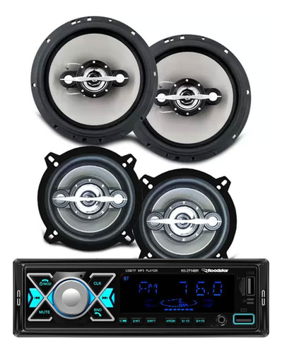 Kit 4 Alto Falantes 5 E 6 Pol + Mp3 Bluetooth Todos Carros