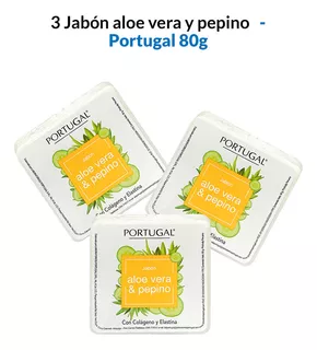 3 Jabón Aloe Vera Y Pepino 80g - Portugal