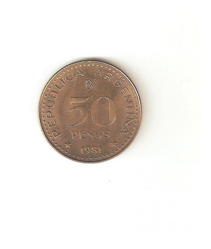 Monedas Argentinas 50 Pesos 1981 Hombro Recto Sin Oxido Sc