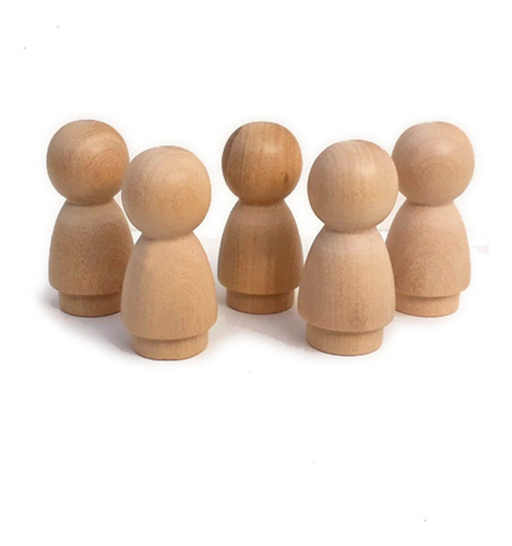 50 Muñecos De Madera Peg People Waldorf Para Pintar - 3.8cm