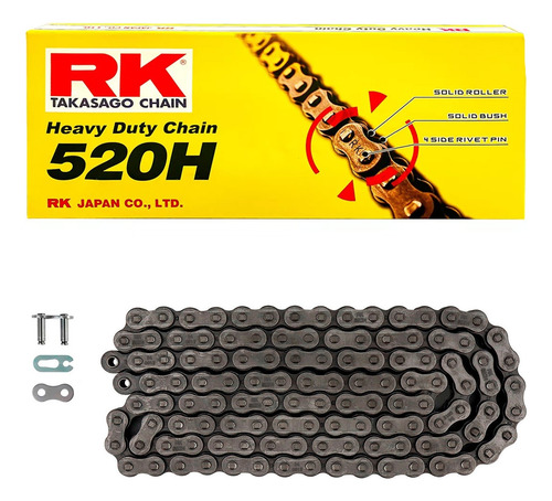 Cadena Moto Rk 520 X 118 H Reforzada Cross Enduro Negra 