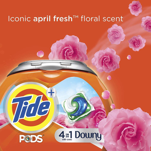 Tide Pods Plus Downy 4 En 1 He Turbo Detergente Pacs, Abril