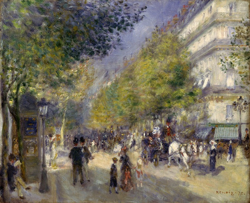 Avenida Paris Cavalo Carrete Pintura Renoir Tela 100cmx 80cm