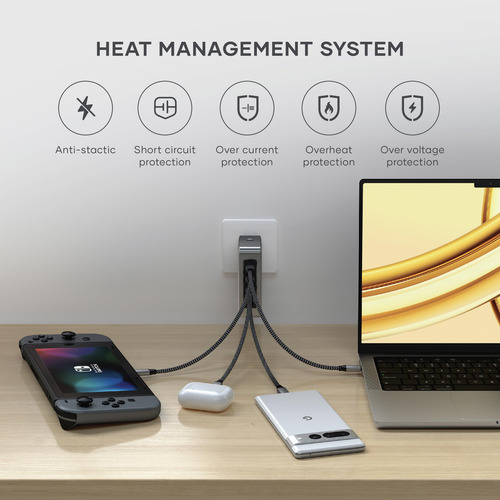 Cargador De Viaje Satechi Gan 145 W Con 4 Puertos Usb C