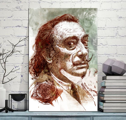 Cuadro 60x90cm Dali Salvador Artist Retrato Lines