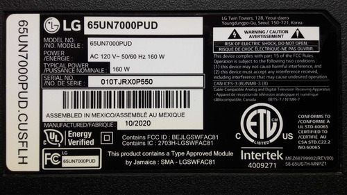 Kit Leds Originales Lg 65un7000pud (8 Tiras Con 7 Leds C/u) (Usado)