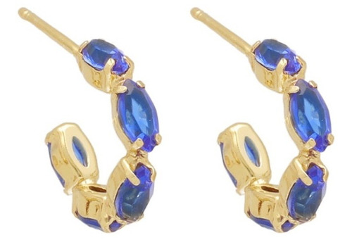 Par De Aros Marquesas Sapphire Bañados En Oro /marisiob