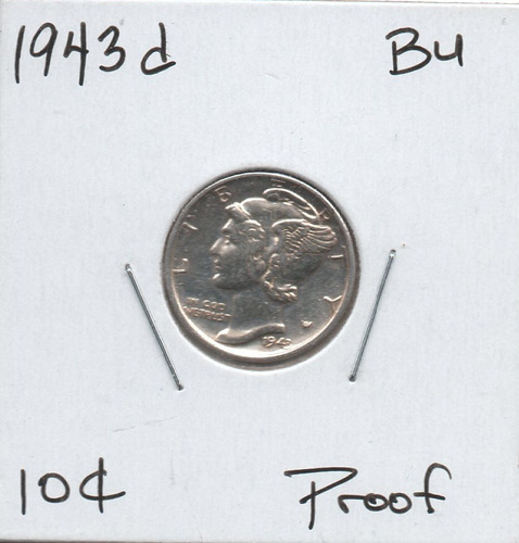 Mercury Dime 1943 D Moneda Plata Bu 10 Centavos Ringking Een