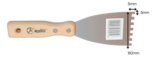 Espatula Dentada Acero Cabo Madera 6cm