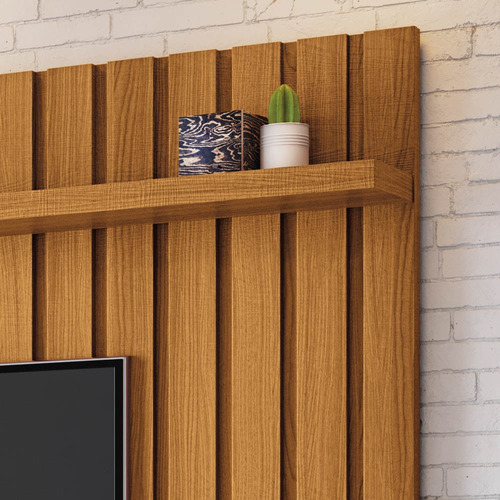 Painel Tv 70 Pol 200cm Suspenso Ripado Link Cinamomo - Hb Mó Cor Marrom
