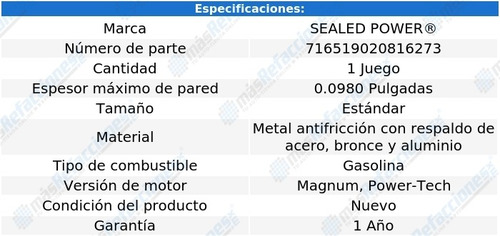 Jgo Arandelas Cigüeñal Std Ram 1500 02 Al 10 Sealed Power