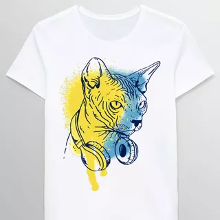 Remera Cat Animal With Headphones T Shirt For Adult 98547612