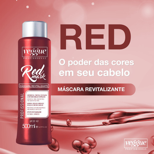 Imagem 6 de 6 de Máscara Capilar Tonalizante Mask Color Red Veggue 500ml