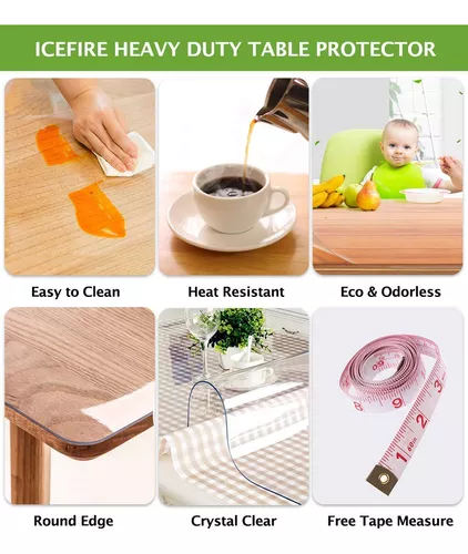 Protector de mesa transparente, cubierta de mantel de plástico, alfombrilla  para escritorio de oficina, muebles de madera, acento de vidrio para café,  mesa de comedor, encimera de Bar