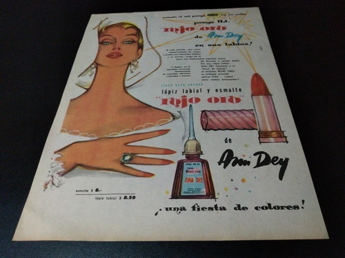 (pb612) Publicidad Clipping Lapiz Y Esmalte Rojo Oro * 1956