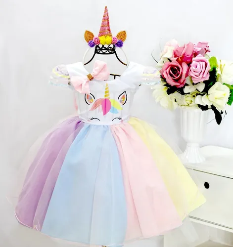 Vestido unicórnio sale mercado livre