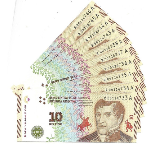 Lote 10 Billetes $ 10 3er Diseño Reposicion Sin Circ Palermo