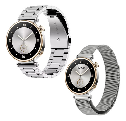 2 Correa Para Huawei Watch Gt4 41mm Metálica Milanis 18mm