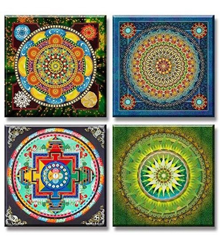 Boho Mandala Wall Art Vintage Flowers Pattern Canvas Prints 