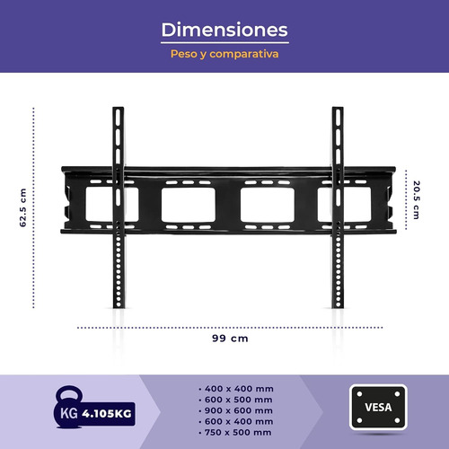 Soporte De Tv Fijo Pantallas De 50 A 120 Link Bits C50120n33