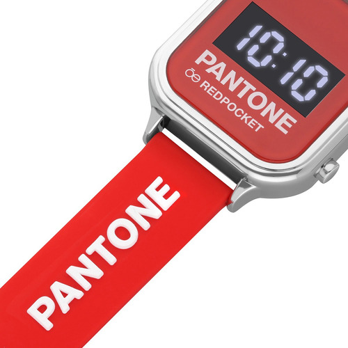 Reloj Cloe Pantone Digital Unisex Color Rojo De Silicón