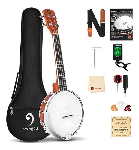 Vangoa Banjolele - Ukelele De Banjo De Viaje Con 4 Cuerdas,.