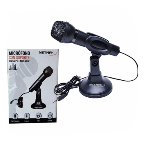 Imagen 4 de 4 de Microfono Para Pc Con Base Netmak Nm Mc2 Boton De On/off