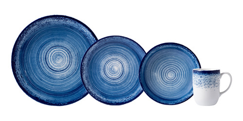 Aparelho De Jantar Porcelana Schmidt 16 Peças Esfera Azul
