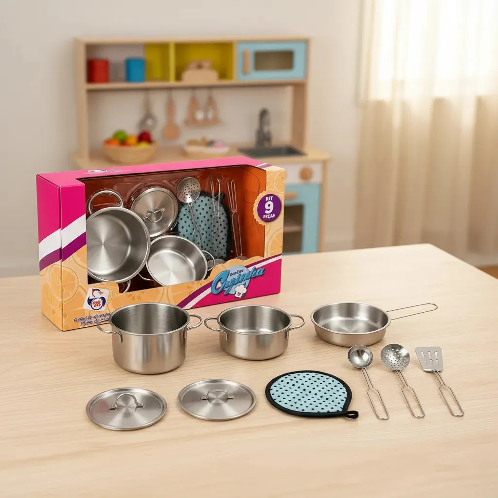Brinquedo Jogo Infantil Panelas Inox Mini Panelinhas Cozinha