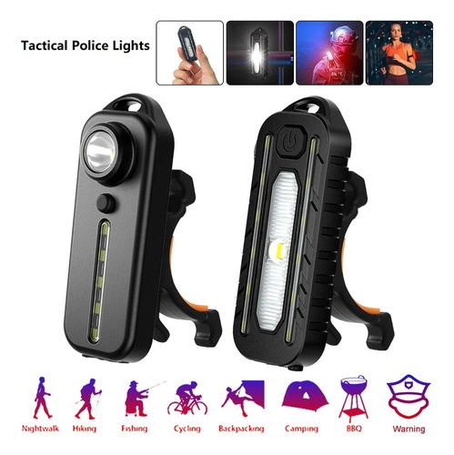 D Linterna Policial Recargable Por Usb Con Luz Trasera For