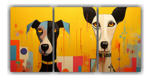 150x75cm Cuadro Perros Abstractos - Arte Mágico Flores