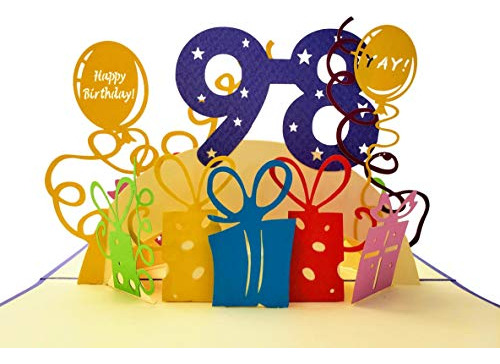 Tarjeta De Feliz Cumpleaños 98 Regalos 3d Noventa ...