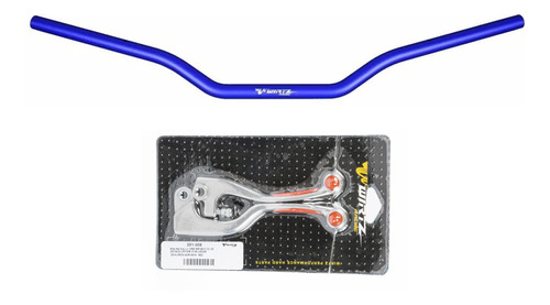 Manubrio Azul + Manijas Honda Cr 125 84-03 Grip Rojo Wirtz