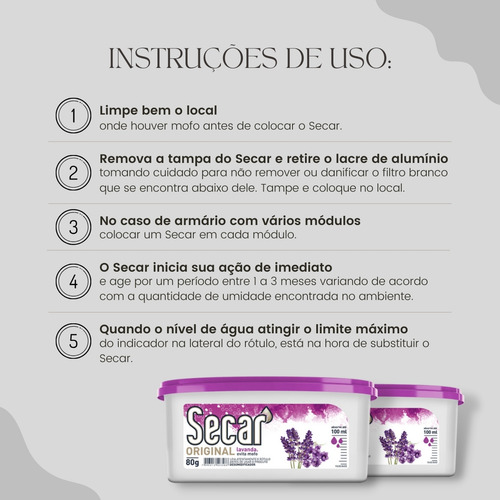 4 Unid. Anti Mofo Secar 80g Lavanda Desumidificador Gavetas