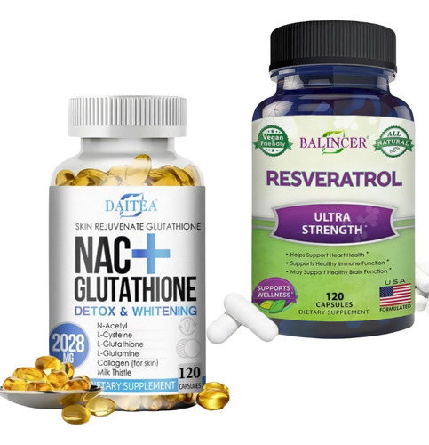 Pack Resveratrol 1000mg Y Nac+glutathione 2028mg 240 Cáps
