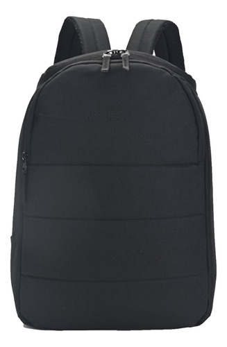 Mochila Matera Wanderlust Porta Notebook Unisex Urbana Color Negro Diseño De La Tela Liso