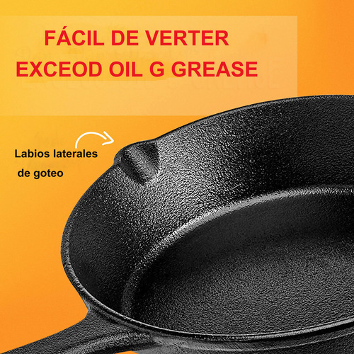 Juego De Sartenes De Hierro Fundido Con Mangas Largas, Resistentes Y Antiadherentes, Set De 3 Piezas, Tamaños Perfectos De Sarten 20cm, 25cm Y 30cm, Distribución Uniforme Del Calor Para Una Mejor Cocc
