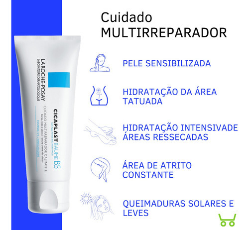 Crema hidratante que hidrata Baume Tattoo Hidratante para piel seca Quemaduras solares Cicaplast La Roche Baume B5 Baume B5 Cicaplast para piel dañada, 40 ml o más de 18 años