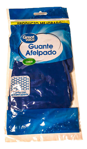 Guante Afelpado, Great Value, Azul, Ch, 5 Pzs. Azul