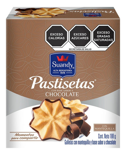 2 Pzs Suandy Galletas Chocolate Pastisetas 188gr