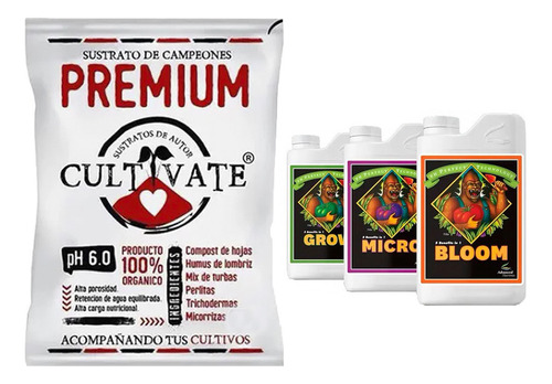 Sustrato Cultivate Premium 80lt Base Advanced Nutrient 1lt