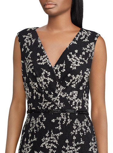 Vestido Color Negro Rl Con Cuentas En La Cintura Talla 2