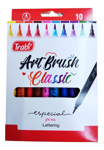 Imagen 1 de 7 de Marcador Trabi Art Brush Classic Lettering Por 10 Colores