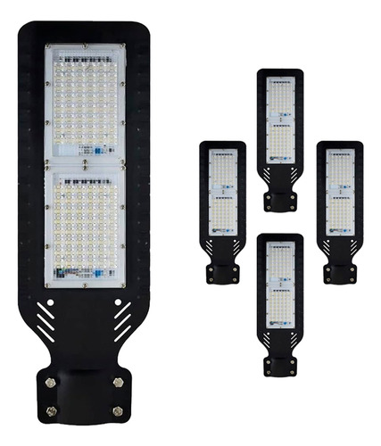 Pack De 5 Lámparas Luminarias Led De 100 Watts Luz Blanca Ip65 9000lm Y Base Ajustable Para Poste