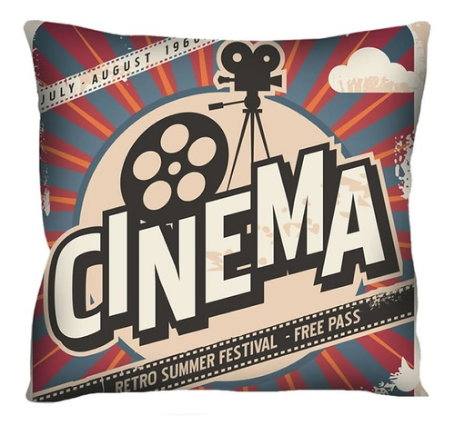 Almofada Vintage Retrô Cinema Colorida 42x42 Rc4