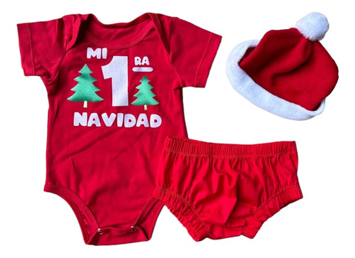 Conjunto Ropa Navidad Mi Primera Navidad Con Gorro Para Bebe