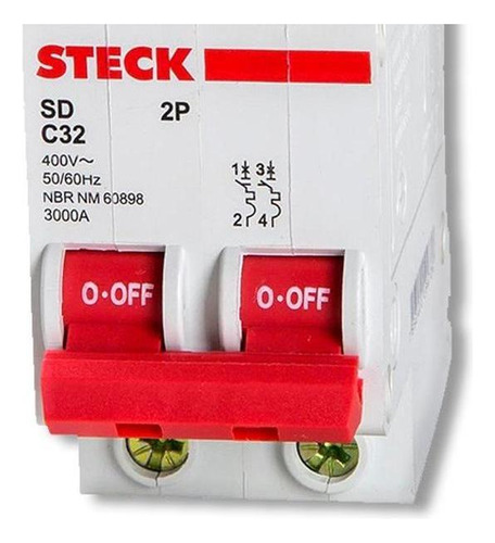 Kit C/2 - Disjuntor Steck Din Bipolar 63a Sd62 C Sdd62c63