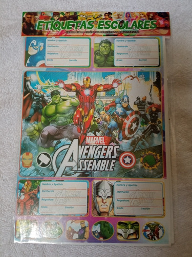 Etiquetas Escolares De Vengadores Avengers Calcomanías
